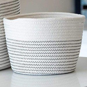 NWT - Grey Oak Cotton Woven Small Storage Basket